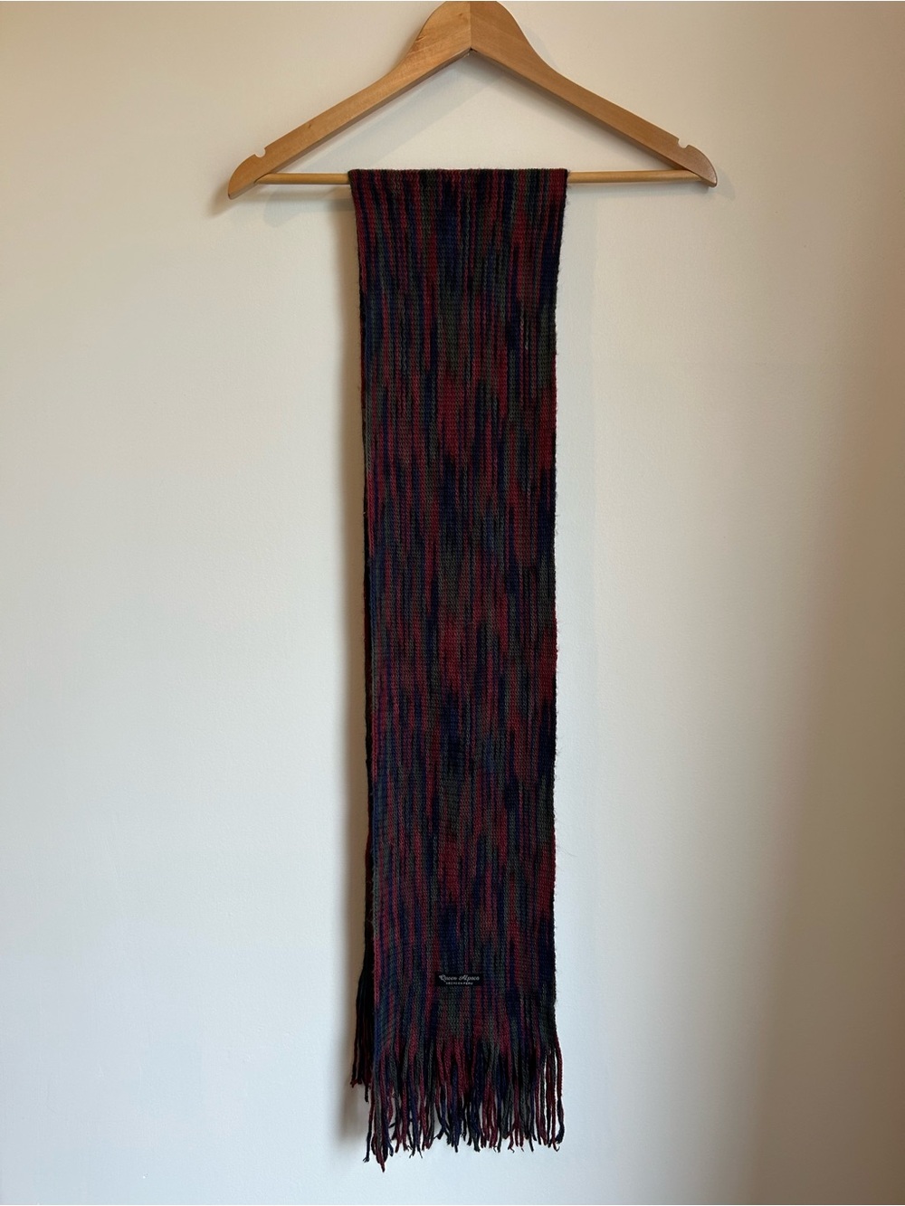 Queen Alpaca Peru Knit Winter Scarf Multi Color Red Green Blue Striped Fringe